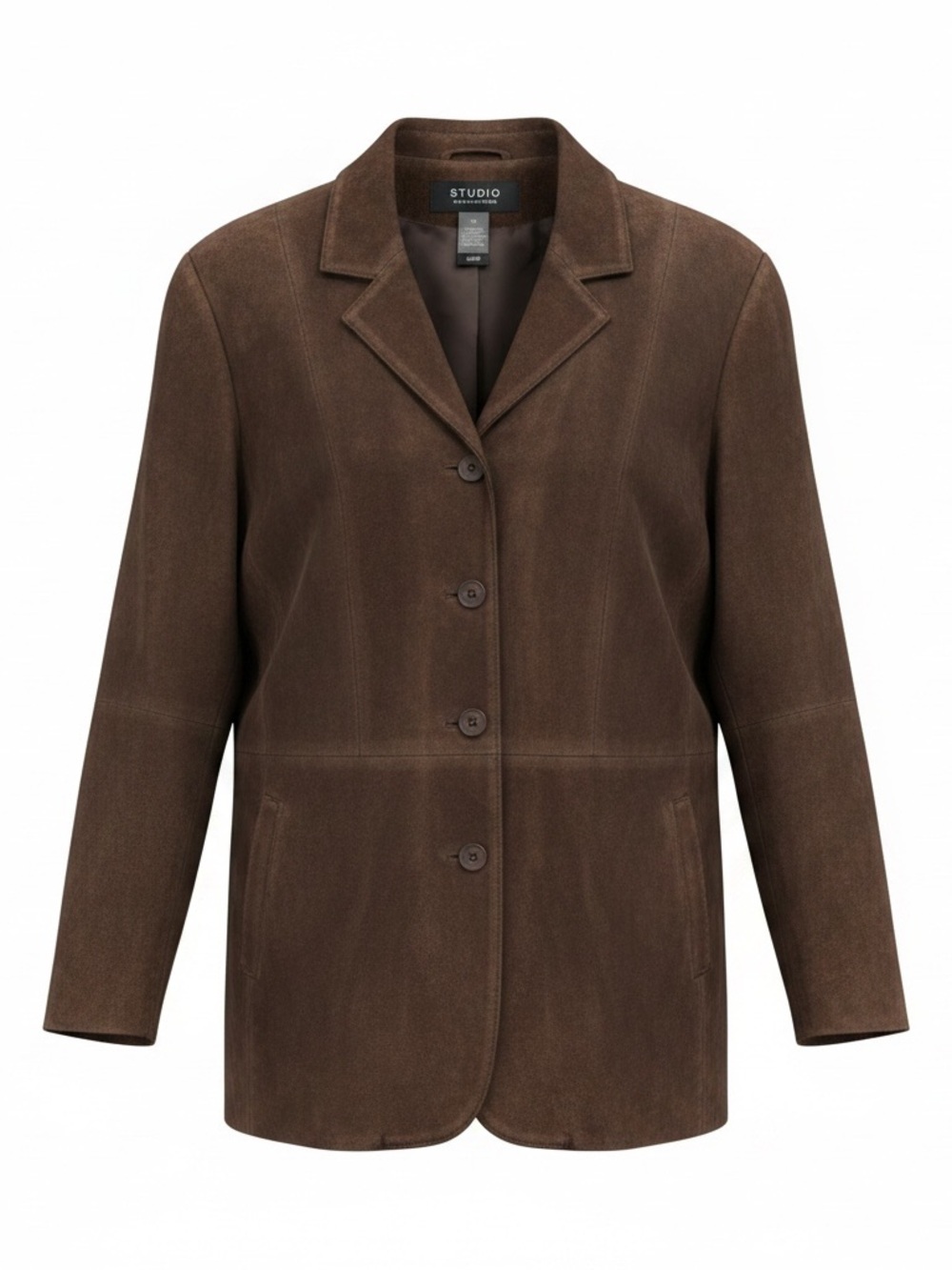 Liz Claiborne Brown Suede Leather Button-Front Tailored Blazer Women’s Medium